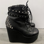 Demonia  Poison 101 Charm Chain 5" Wedge Heel Goth Ankle Boots 6.5/7 Photo 0
