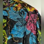 Vintage Surya Beaded Fringe Shirt Multicolor Abstract Rayon Button Up Top M Black Size M Photo 6