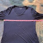 Calvin Klein  Navy V-Neck Longsleeve Stretch Top Relaxed Y2K Preppy M Blouse Photo 12