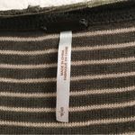 Free People striped olive green distressed grunge linen blend oversize sweater S Photo 4