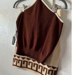 NWT Callahan Knitwear Womens Cream Brown Halterneck Crop Top Skirt Set Size S Photo 4