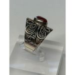 Carnelian Thick Band Sterling Silver Ring Size 9 Photo 2