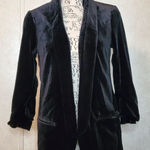 EXPRESS  Velvet Longline Blazer Black Soft Velvet Open Front Jacket Women XS/TP Photo 0