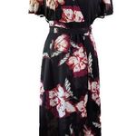 Luxology  Maxi Dress Black Floral Short Sleeve, Lined Size 6 Boho Whimsigoth Photo 0