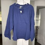 J.Crew NWT Long-sleeve Gauze Tie-neck Top Blouse Antique Navy Photo 1