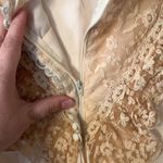 Vintage wedding dress womens small xs lace with bustle train white ivory tan Photo 10