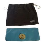 Coach YTK Madeline Fold Over Clutch with a Kisslock Coin Purse Teal Lambskin Photo 8
