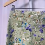 Item Eyes Small Floral Satin Midi Skirt Vintage A Line Boho Chic Olive Green White Photo 5
