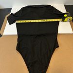 Cider  Solid Black Button-Up Collared Ribbed Bodysuit Large Photo 3