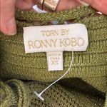 Torn By Ronny Kobo metallic Olive green gorgeous crochet dress Photo 4