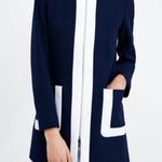ZARA Navy White Two Tone Zipper Nautical Jacket Small Photo 8