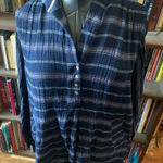 Free People  hooded S blue striped boho beachy oversized top Photo 0