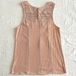 Garnet Hill  Light Pink 100% Cotton Lace Tank Top Sz M Buttons Boho Flowy Tunic Photo 3