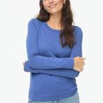 J.Crew NWT Teddie Purple Blue Cotton Pullover Sweater Sz M Small hole Incl patch Photo 0