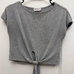 Better Be  Gray Tie-Knot Crop Top Photo 0