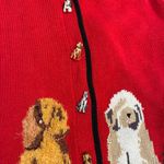 Vintage Storybook Knits Dogs Friends Button Down Cardigan Novelty Size S Red Photo 5