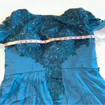 NWOT blue chiffon long sleeve appliqué sequins floral Mother of the Bride 14 Photo 6