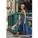 Free People Denim Dreams Midi Maxi Dress in 70s Blue Size Large Jean Jumper Photo 6