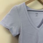 Elodie Fitted Stretch Short Sleeve V-Neck Lavender Top | Size L-XL Photo 3