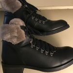 Steve Madden women black leather fur hiking Paloma boots US 10 Euro 41 Photo 7