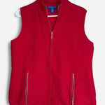 Karen Scott  Sport Red quilted Full Zip Vest With Pockets  Medium Photo 0