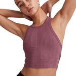 Madewell 💙SALE 3/$25  VARIEGATED PRESSED GRAPE MAUVE BERRY RIB CROP TANK TOP XS Photo 0