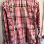 Lucky Brand LEI Junior Pink Plaid Long Sleeve Button Down Shirt Floral Cuff Detail Photo 5