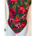 J Crew Emerald Green Bold Floral Ruffled Shoulder Swimsuit Size S Pink Photo 1