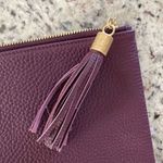 GiGi New York Womens Pebbled Leather Zip Rectangular Clutch Handbag Wine‎ Red Photo 1