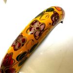Yellow wooden floral hand painted bangle bracelet Photo 3