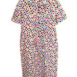 Vintage 80s Multicolor Polka Dot Midi Dress White Size XL Photo 4
