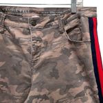 Laurie Felt Power Silky Track Stripe Green Camo Print Jeans Size Large Photo 4