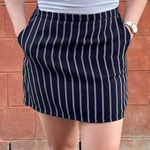 Forever 21  Navy White Pinstripe Mini Skirt Photo 1
