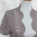 Willi Smith  Boho Cottage Crochet Cardigan Shrug Sweater Taupe Medium Photo 4