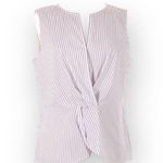 St. John new ā Pinstripe Twist Front Sleeveless Surplice Top ā Orchid Stripe ā M Photo 2