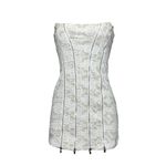 With Jean WITH JÉAN Mirabel Corset Mini Dress, White Lace, Medium Photo 9