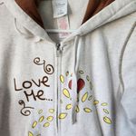 Disney Winnie The Pooh Hoodie Love Me Love Me Not Zip Medium Cream Sweatshirt Photo 4