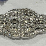1930s rhinestone art deco duette pin brooch vintage silver tone Diamanté Clasp Photo 0