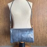 Vintage Grey Soft Eel‎ Skin Leather 1980s Crossbody Shoulder Bag Chic Classy Gray Photo 1