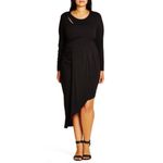 EXPRESS  Black Asymmetrical Midi Dress Event Formal Date Night Photo 2