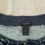 J.Crew Wkmans  Blue Marled Jewel Beaded Neckline Short Sleeve Sweatshirt Small Photo 1