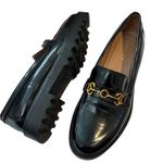 Circus by Sam Edelman Circus NY by Sam Edelman Deana Loafers Black Patent Gold Chain Size 10 Photo 0