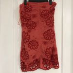 Free People New  Sizzle‎ Mini Dress Floral Embroidered Smocked Size Medium Women Photo 3