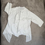 Color Me Cotton Linen Open Front‎ Cardigan Draped Lightweight White L Minimalist Size L Photo 0