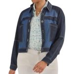 CAbi Women’s Composition Mixed Denim Button Front Jacket size large Photo 0