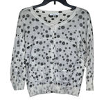 CAbi Dotty‎ Inside Out Spot Cardigan Women Small Cotton Button Front 3/4 Sleeve White Photo 0