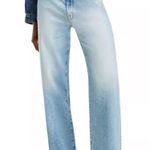 MOTHER The Spitfire Sneak High Rise Wide Leg Jeans in I Confess Blue Size 27 Photo 0