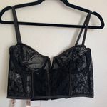 House Of CB NWT Kya Bustier Crop Top with Sheer Mesh Short Sleeve in Black Photo 3