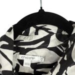 Chico's  No Iron Black White Leaves 100 Linen Button Front Shirt Women 2.5 US L 14 Photo 2
