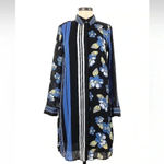 Lands' End Lands’ End Blue Yellow Floral Long Sleeve Button Down Shirt Dress Size 6 Small Photo 6